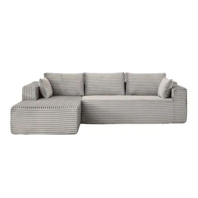 Produktbild von Modulares Ecksofa Grau Cord – L-förmiges Sofa, 279 × 179 × 83 cm, flexibel kombinierbar, keine Montage erforderlich