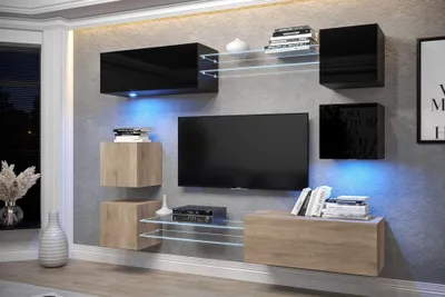 Obrázek produktu pro Furnitech Obývací stěna - Závěsná skříňka moderní - Obývací stěna (AN65N-21BS-HGM12)