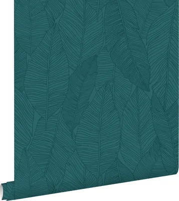 Produktbild von ESTAhome Tapete gezeichnete Blätter Petrolblau 53 cm x 10.05 m