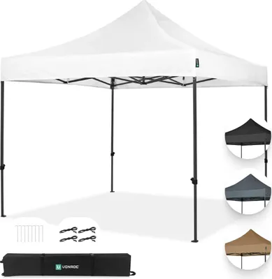 Produktbild von VONROC Pavillon 3x3m wasserdicht stabil - Partyzelt EasyUp System [3Min Aufbau] Popup Faltpavillon modular erweiterbar als Festival Zelt, Gartenpavillon