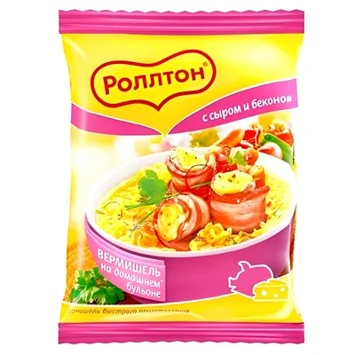 Produktbild von Rollton Vermicelli Instant Noodles mit Käse & Bacon Geschmack 60g