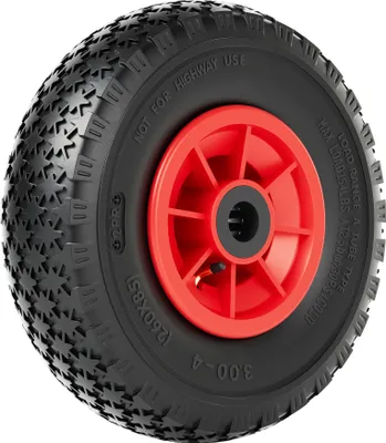 Produktbild von Wiltec Rad 3.00-4 85 x 260 mm 90 kg, Schubkarren Komplettrad mit Kunststofffelge, Winkelventil, Luftreifen für Sackkarre, Bollerwagen u.a .