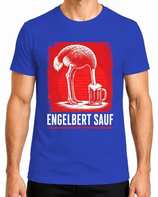 Imagen del producto de Camiseta para hombre, marca Engelbert Strauss, diseño "Sauf Strauss Vogel Bier Handwerker Malle Party", color azul, talla L