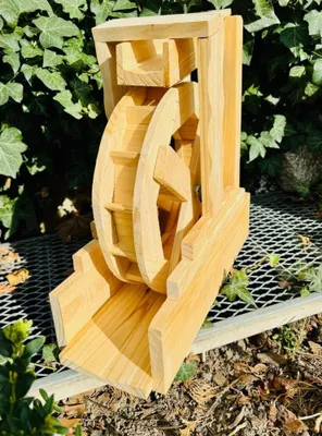Productafbeelding van Houten waterrad met goot - Tuindecoratie, 42 cm