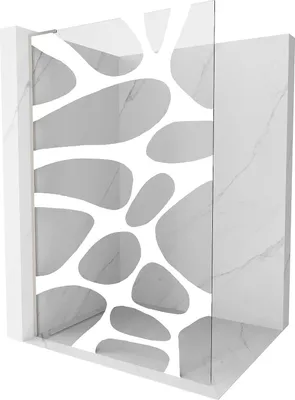 Zdjęcie produktu dla Mexen Kioto L Ścianka prysznicowa 80 x 200 cm, biały wzór, szczotkowany nikiel - 800-080-103-97-97
