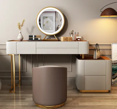 Produktbild von Stilvoller Weißer Schminktisch Mit Schubladen Designer Frisierkommode