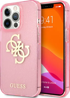 Zdjęcie produktu dla Guess Glitter 4G Big Logo - Etui do iPhone 13 Pro (różowy)