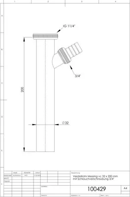 Produktbild von ASW Verstellrohr 11/4" x 200 mm 100429 mit Schlauchverschraubung, verchromt
