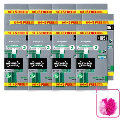 Imagen del producto de 12 maquinillas de afeitar desechables Wilkinson Extra 2 Sensitive – Paquete económico – 12 unidades