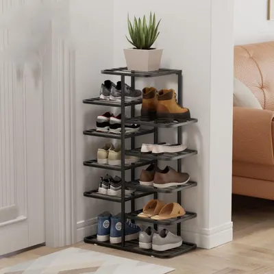 Produktbild von Vertikales Schuhregal Metall Mattschwarz 6 Ebenen