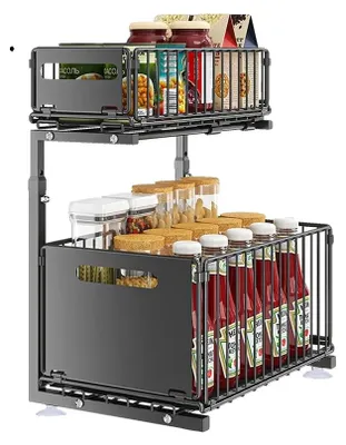 Zdjęcie produktu dla Organizer do szafki, dwupoziomowy, z regulowaną wysokością, 2 poziomy