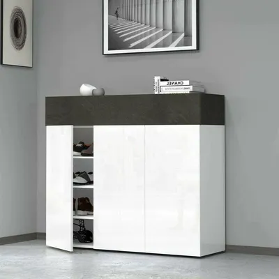 Immagine prodotto di Dmora Scarpiera Griselda 38x114x100h cm Bianco, 24 Paia 4 Ante  Italy