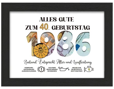 Image de Cadeau en argent pour un 40e anniversaire (né en 1986), cadeau d'anniversaire pour hommes et femmes