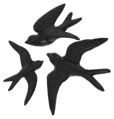 3er-Set gusseiserne Vogel-Wanddekoration, Retro, 17,5 cm