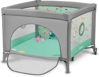Immagine prodotto di Lettino da campeggio 2 in 1 con materasso 100x100 cm, fino a 15 kg, 0-36 mesi