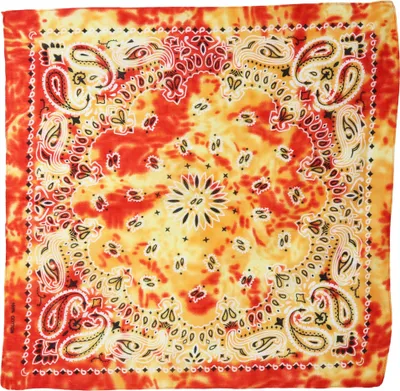 Produktbild von Bandana Tuch Paisley Muster 03 rot-gelb Batik quadratisches Kopftuch