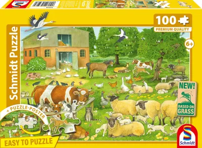 Obrázek produktu pro Puzzle Rodiny zvířat na farmě, 100 dílků, od 6 let, Schmidt Spiele