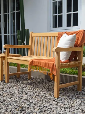 Produktbild von Teakea – Windsor Teak-Gartenbank, 120 cm – Parkbank aus massivem Teakholz für 2 Personen – Nachhaltig