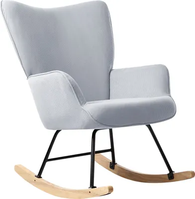 Produktbild von BELIANI Schaukelsessel Hellblau Jumbo Cord Polsterung Metall Schwarz Beine Bequeme Breite Rückenlehne und Armlehnen Wohnzimmer Schlafzimmer