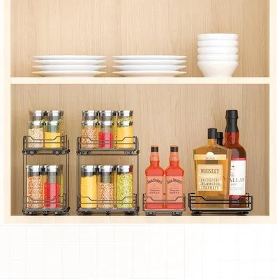 Immagine prodotto di Scaffale portaspezie da cucina, estraibile, larghezza 22 cm, acciaio inossidabile