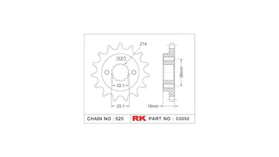 Immagine prodotto di Pignone RK "5052" 525, acciaio 15 denti