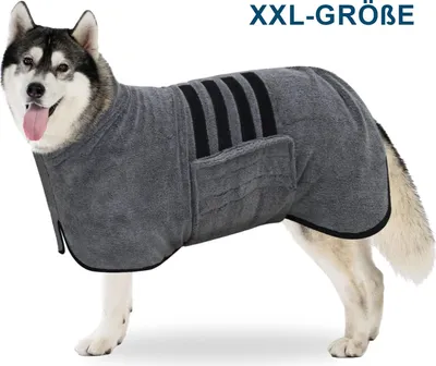 Produktbild von STILVORA Hundemäntel, Schnelltrocknendes Haustier Handtuch, Bademantel für Hund & Katze, super saugfähig, weich & bequem, ideal nach Bad, Regen oder Schwimmen, XXL