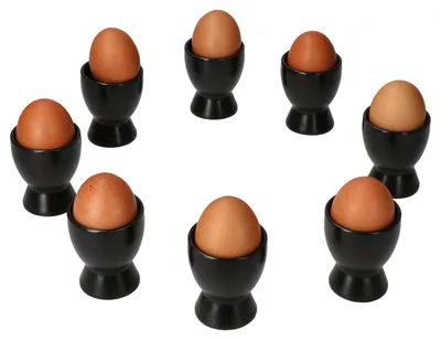 Produktbild von 8x Nero Eierbecher schwarz Steingut für 8 Personen Frühstück Brunch Buffet