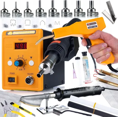 Zdjęcie produktu dla Rosfix Zestaw 858D Stacja Lutownicza 700 W + Spawarka do Plastiku + Lutownica + Topnik + Dysze + Siatki – Kompletny Zestaw do Elektroniki