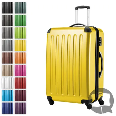 Obrázek produktu pro Alex - Velký skořepinový kufr na palubní zavazadla s prodlouženým vozíkem kufr na kolečkách odbavovací cestovní kufr XL 75 cm, 119 L, 4 kolečka, lesklý, žlutý