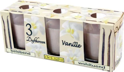 Produktbild von Duftkerzen Classic 3er Pack im Glas, lange Brenndauer und angenehmer Duft ( Vanille )