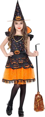 Immagine prodotto di Costume da strega zucca per ragazze Costume di Halloween nero-arancio