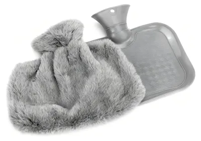 Produktbild von Wärmflasche mit Weichem Bezug – 2L Auslaufsichere Wärmflasche aus Naturkautschuk mit Känguru-Tasche – Bettflasche für Wärme und Schmerzlinderung für Hände, Füße, Rücken und Bauch (Grau)