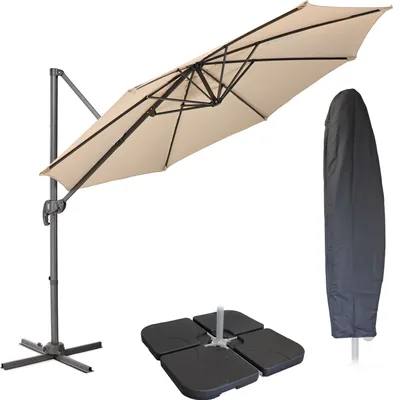Image de SVITA Parapluie 3m avec housse de protection Poids Parasol basculant Parasol pivotant Taupe clair