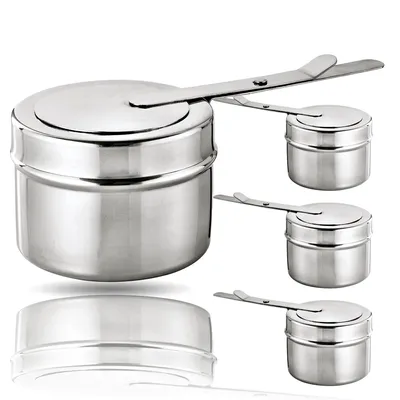 4er-Set Brennpastabehälter aus Edelstahl, 2-teilig, für Chafing Dish