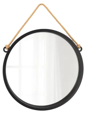 Produktbild von Hängespiegel aus Kunststoff und Glas, Durchmesser 48 cm, schwarz