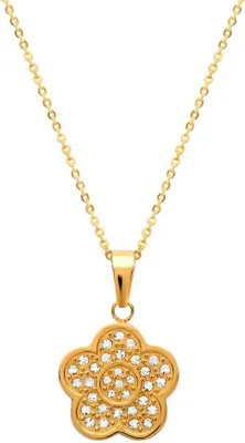 Produktbild von Unqiue Edelstahlanhänger Blumenmuster Zirkonia inkl Kette N5053