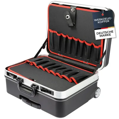 Produktbild von HMF 15602-02 Werkzeugtrolley leer, Werkzeugkoffer aus ABS-Kunststoff mit Rollen, 47 x 40 x 24,5 cm
