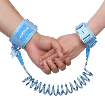 Produktbild von Anti-Verlust Handgelenkband für Kinder, 1,5 m, Reflektierend, Schlüsselschloss, Blau, für Reisen