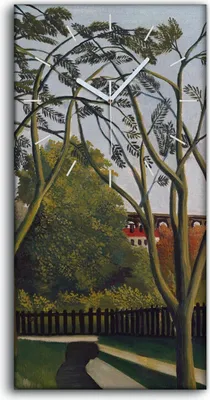 Produktbild von Leinwand Uhr Küche Wohnzimmer Bild 30x60 Malerei Wald Bäume Pfade Kunst - weiße Hände