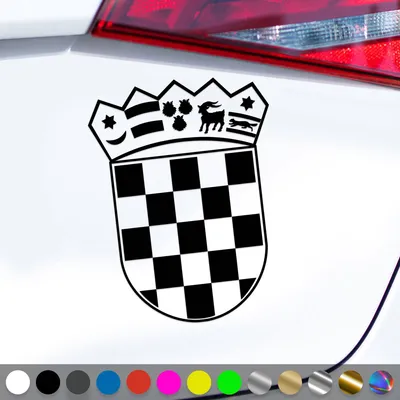 Produktbild von PantherPixel Kroatien Aufkleber Wappen Croatia Hrvatska Sticker Auto Geschenkidee Farbe Schwarz