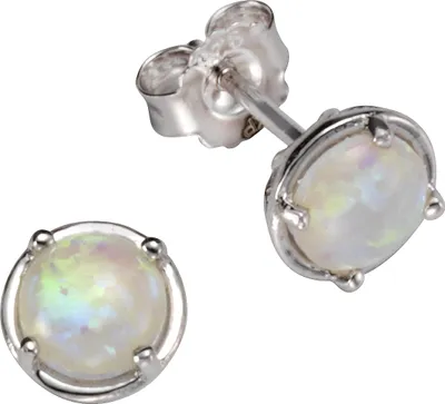 Produktbild von F Ohrstecker 925/- Sterling Silber 0,7cm weiß synth. Opal blau 358220618