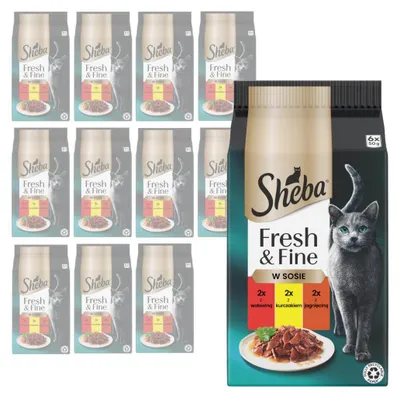 Produktbild von Sheba Fresh & Fine Rind und Huhn Beutel 72x50g Feuchtfutter in Sauce für Katzen