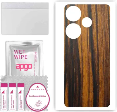 Produktbild von apgo Rückseite Schutzfolie, Skin, kompatibel mit Xiaomi Redmi 12 5G 2024, Hinten Displayschutzfolie aus Vinylfolie, kratzfest, einfache Montage - Tigerwood