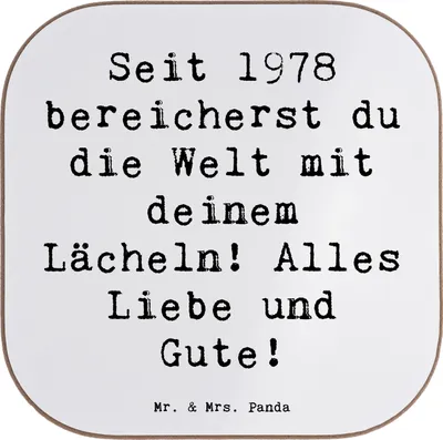 Produktbild von Mr. & Mrs. Panda Tassenuntersetzer Spruch 1978 Geburtstag - Weiß - Geschenk, Untersetzer Glas, Happy Birthday, für Gläser, geboren, Design, Alter, seit, Jahrgang, Jubilar