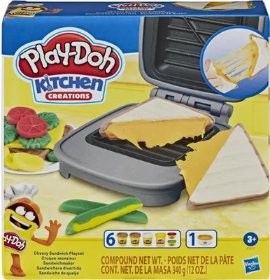 Image de Play-Doh E76235L0 Play-Doh Knete Kitchen Creations Sandwichmaker farbsortiert 7 Dosen (Gesamt: 340,0 g)