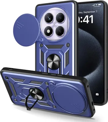 Zdjęcie produktu dla Etui do Xiaomi Redmi Note 14 Pro 4G - Etui na tył Phonesta CamShield suwakiem aparatu - Niebieskie