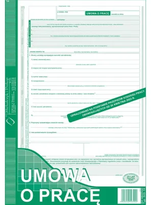 Zdjęcie produktu dla Umowa o pracę A4, 1 sztuka