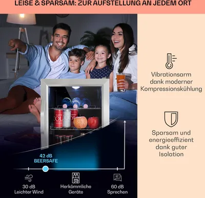 Produktbild von Klarstein Mini Kühlschrank mit Glastür, Mini-Kühlschrank für Zimmer, Getränkekühlschrank Klein mit Verstellbaren Ablagen, Kleiner Kühlschrank 33 Liter, Indoor/Outdoor Kühlschrank Leise