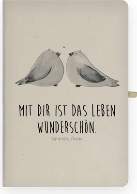 Produktbild von Mr. & Mrs. Panda Journal Turteltauben Liebe - Transparent - Geschenk, Freundin, Freund, Hochzeitstag, Kladde, Tagebuch, Skizzenheft, Adressbuch, Hochzeit, notizbuch