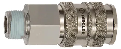 Produktbild von Riegler Schnellverschlusskupplung NW 10, Stahl / Messing vern., R 1/2 AG